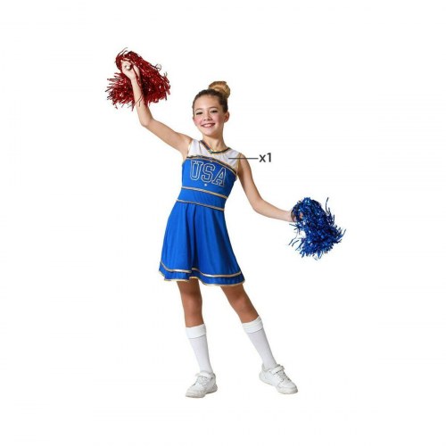 Kostume til børn Blå Cheerleader - 5-6 år