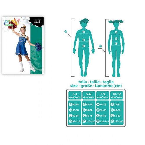 Kostume til børn Blå Cheerleader - 5-6 år