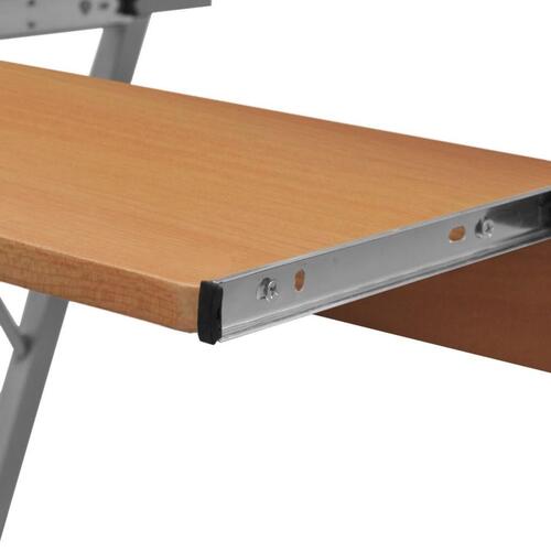 Kompakt computerbord med udtræksplade til tastetur brun