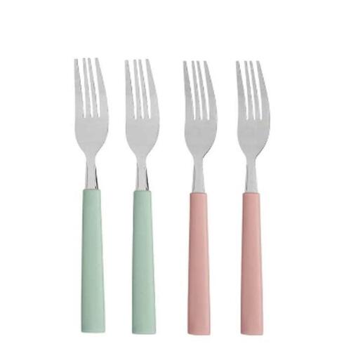 Sæt med Gafler Grøn Pink Sølvfarvet Rustfrit stål Plastik 18,7 cm (12 enheder)