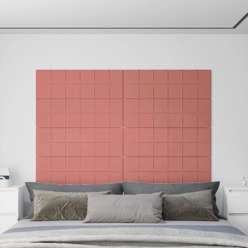 Vægpaneler 12 stk. 90x30 cm 3,24 m² fløjl lyserød