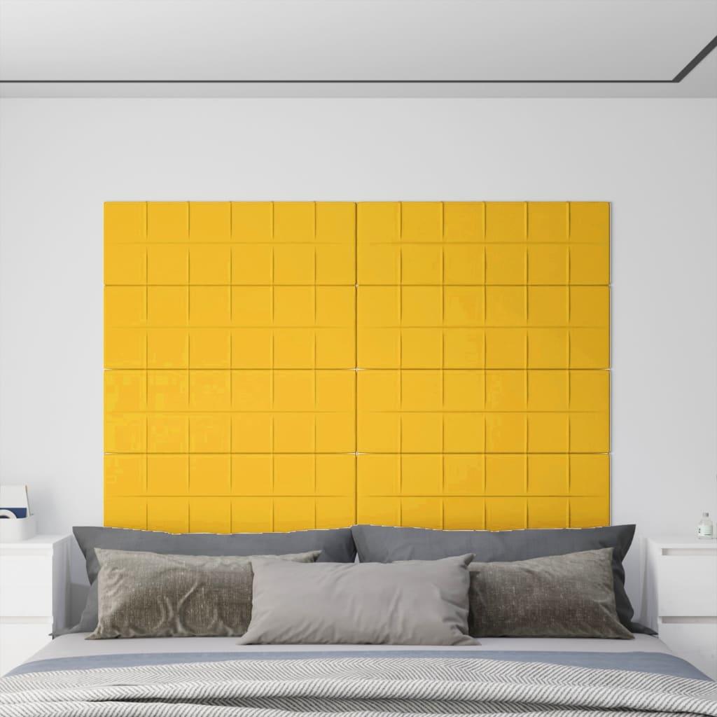 Vægpaneler 12 stk. 90x30 cm 3,24 m² fløjl gul