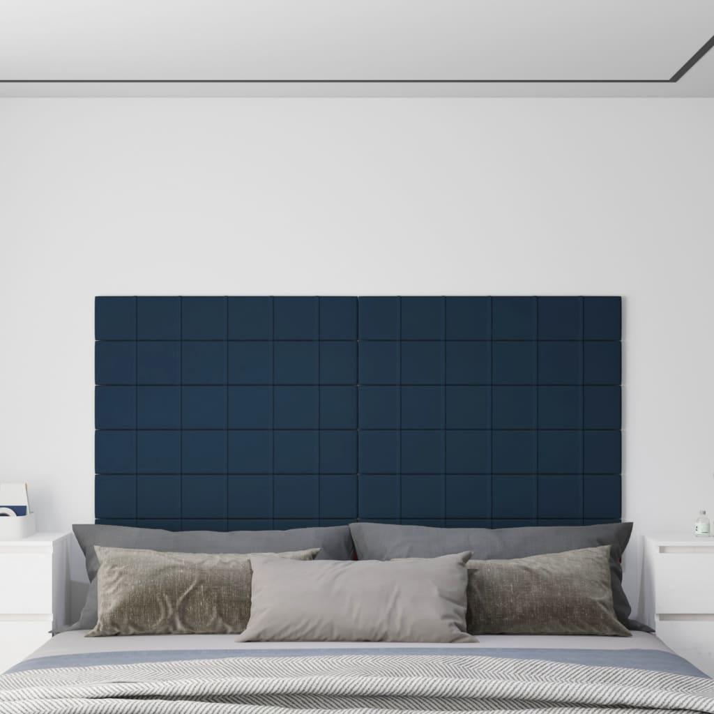Vægpaneler 12 stk. 90x15 cm 1,62 m² fløjl blå