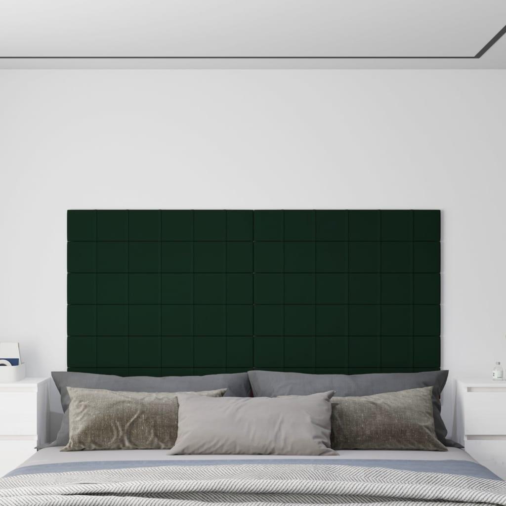 Vægpaneler 12 stk. 90x15 cm 1,62 m² fløjl mørkegrøn