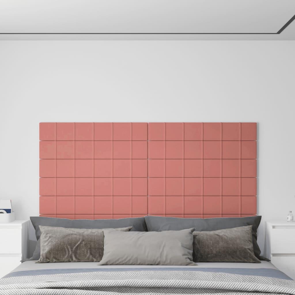 Vægpaneler 12 stk. 90x15 cm 1,62 m² fløjl lyserød