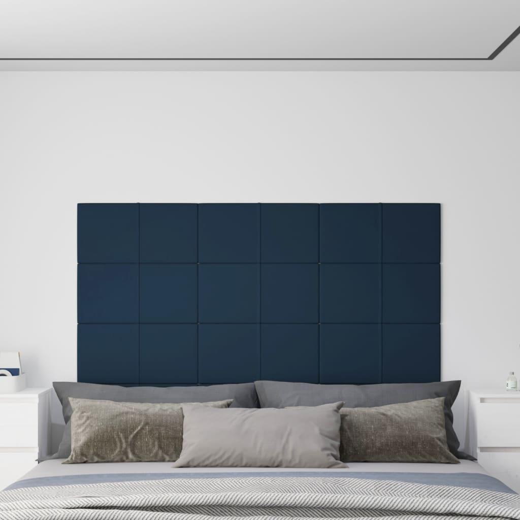 Vægpaneler 12 stk. 60x30 cm 2,16 m² fløjl blå
