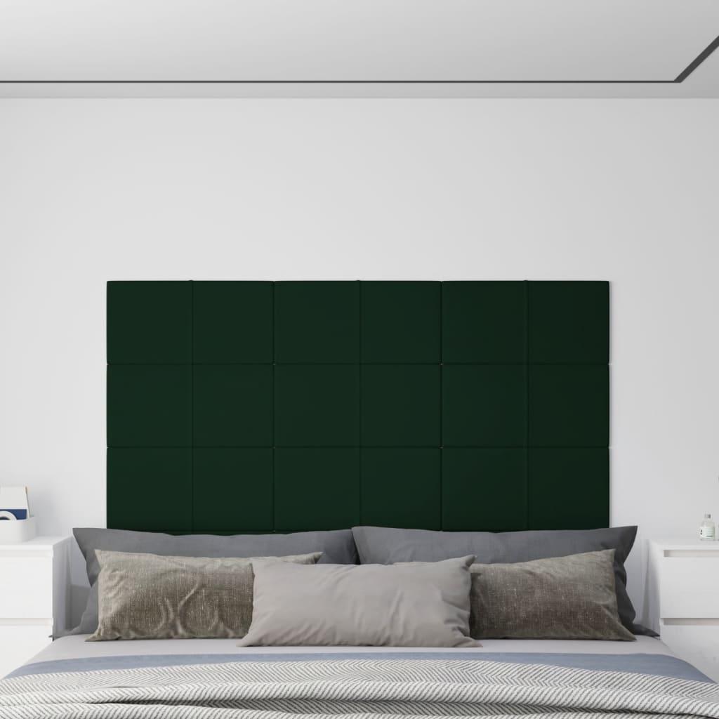 Vægpaneler 12 stk. 60x30 cm 2,16 m² fløjl mørkegrøn