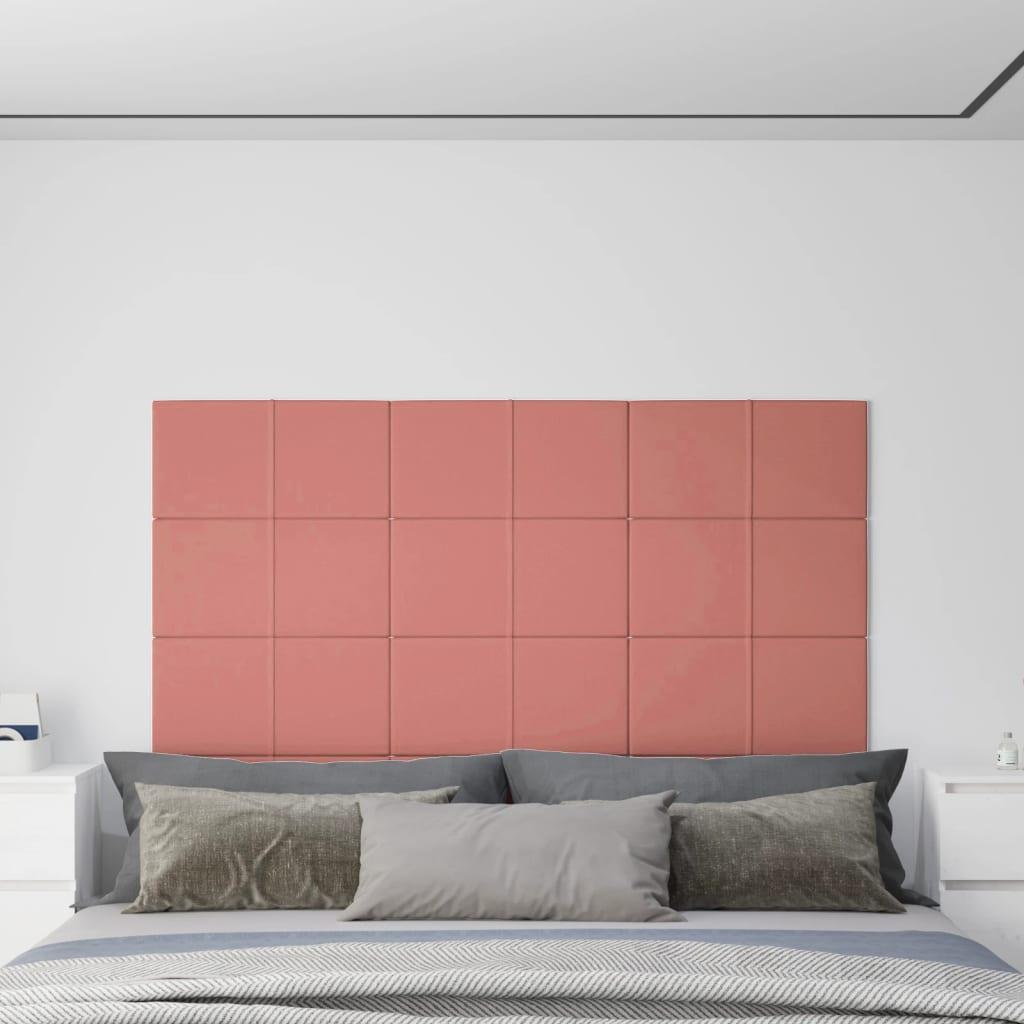 Vægpaneler 12 stk. 60x30 cm 2,16 m² fløjl lyserød