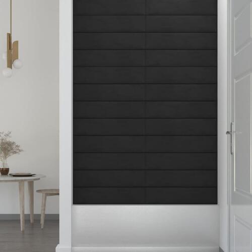 Vægpaneler 12 stk. 60x15 cm 1,08 m² fløjl sort
