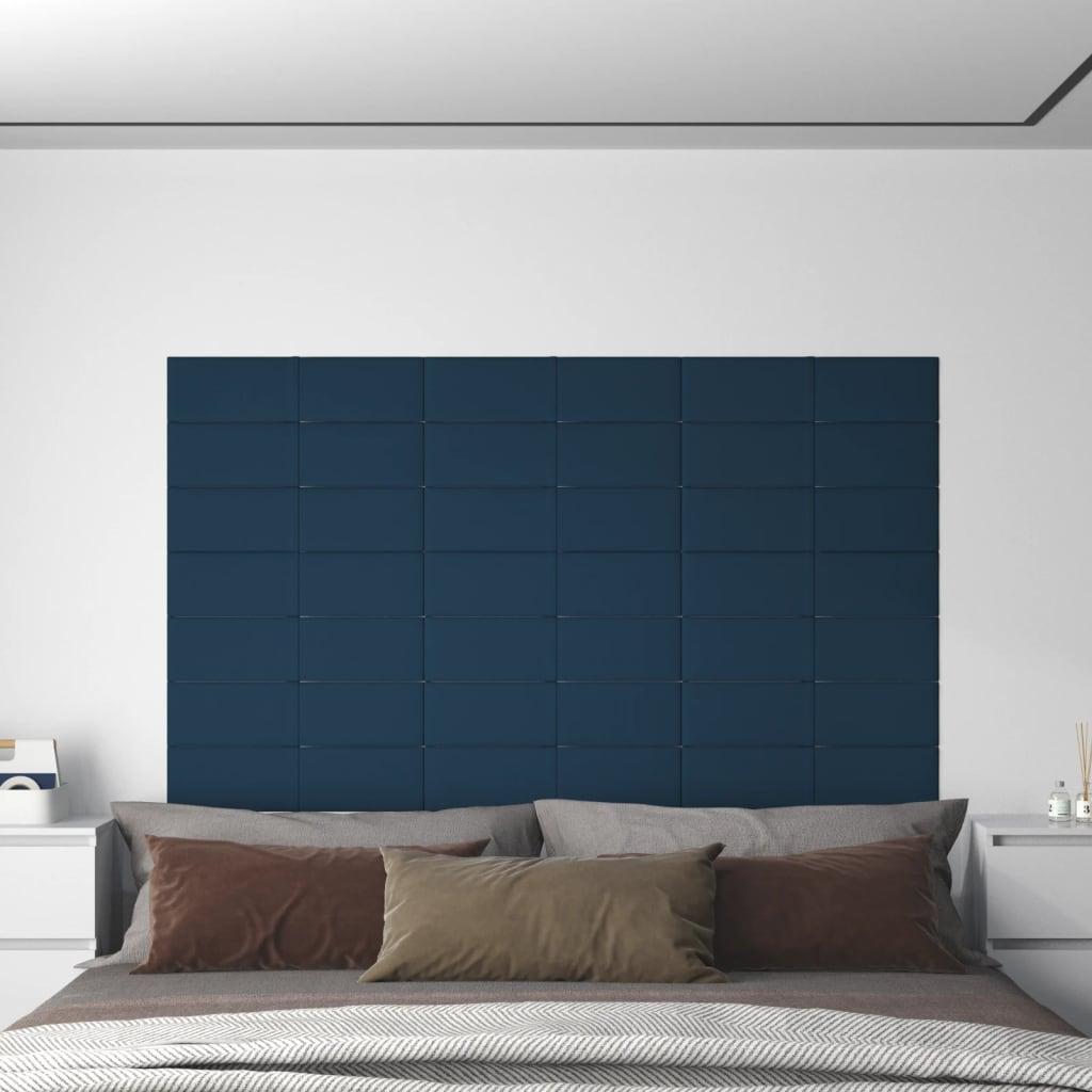 Vægpaneler 12 stk. 60x15 cm 1,08 m² fløjl blå