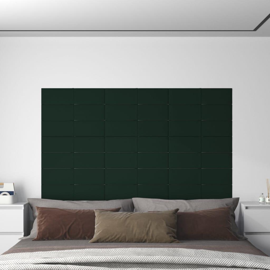 Vægpaneler 12 stk. 60x15 cm 1,08 m² fløjl mørkegrøn