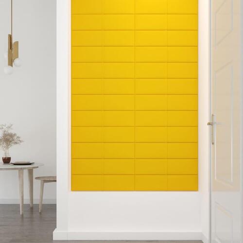 Vægpaneler 12 stk. 60x15 cm 1,08 m² fløjl gul
