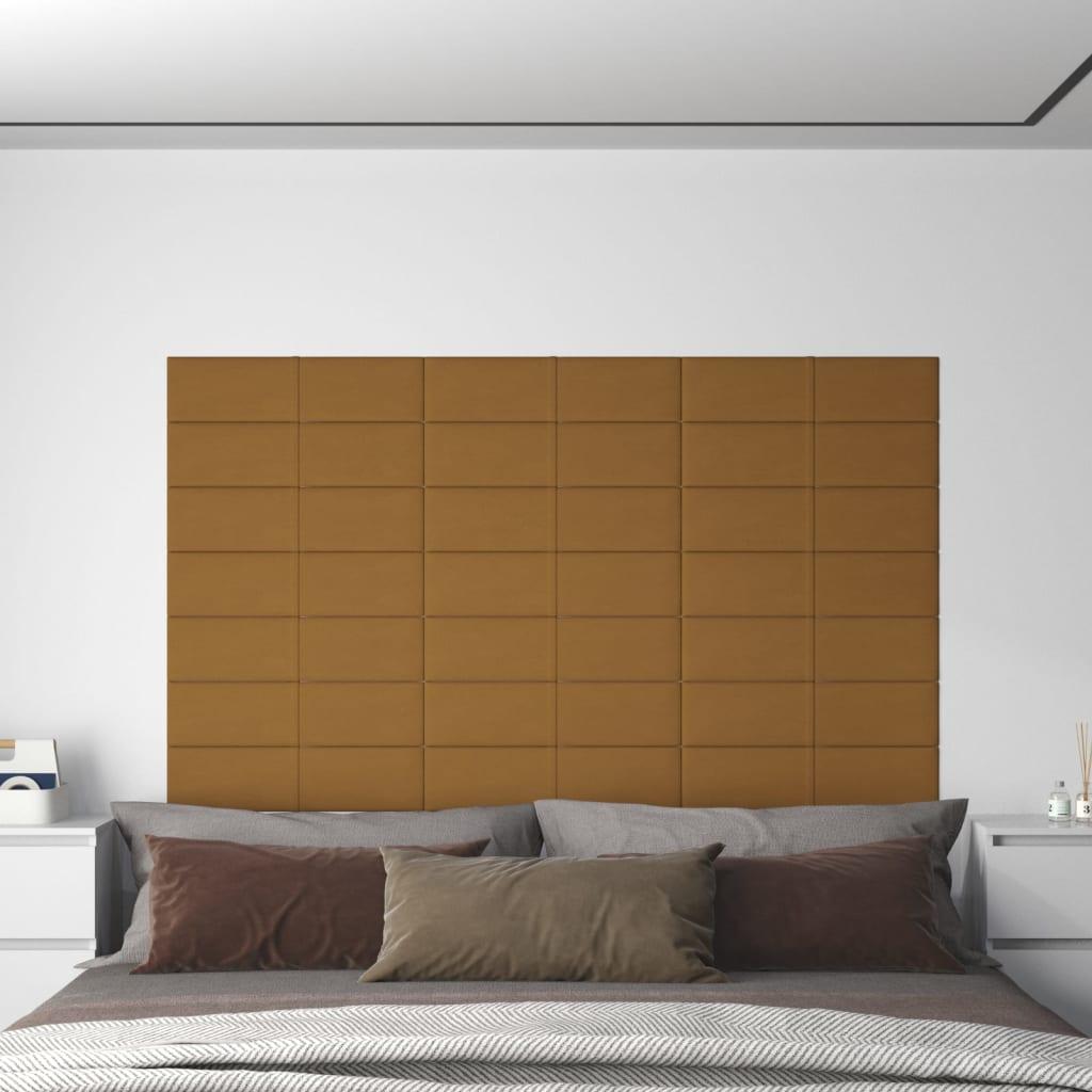 Vægpaneler 12 stk. 60x15 cm 1,08 m² fløjl brun