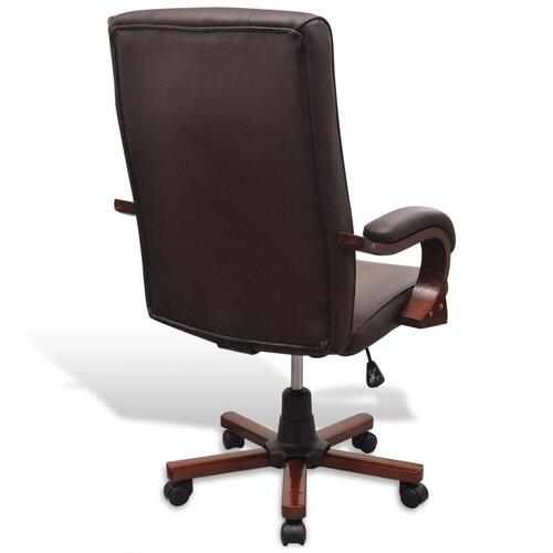 Chesterfield kontorstol i kunstigt læder, brun