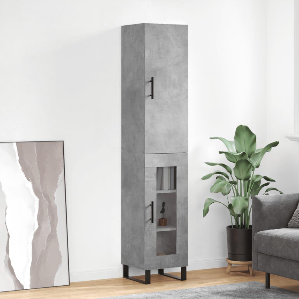 Højskab/skænk 34,5×34×180 cm i konstrueret træ - betongrå
