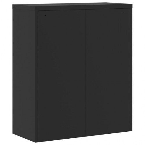 Arkivskab i stål 90 x 40 x 105 cm med lås - sort