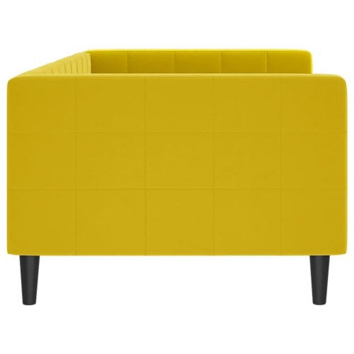 Daybed 90×200 cm i velour - gul sengeramme med ryglæn og armlæn