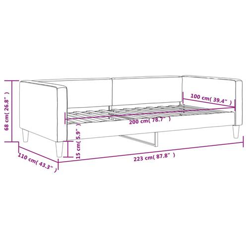 Daybed 100x200 cm stof mørkegrå