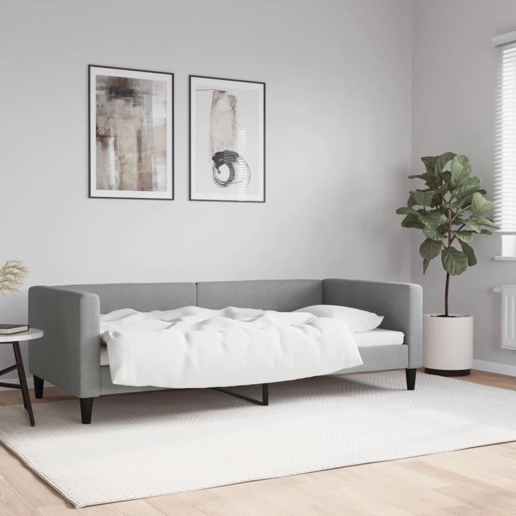 Daybed 90x190 cm stof lysegrå