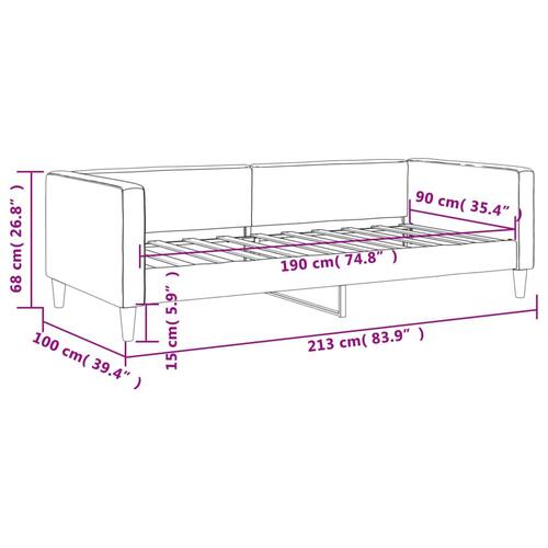 Daybed 90x190 cm stof lysegrå