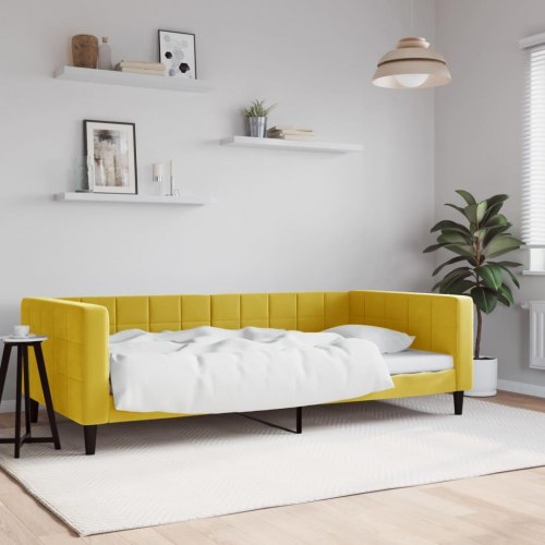 Daybed 100x200 cm i velour - gul sovesofa/sengeramme