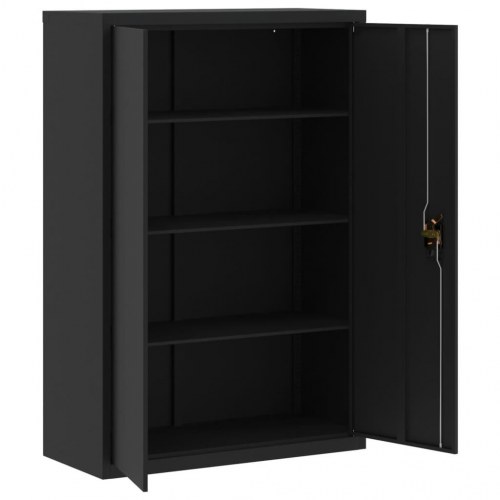 Arkivskab i stål 90×40×140 cm - sort, låsbart med 3 justerbare hylder