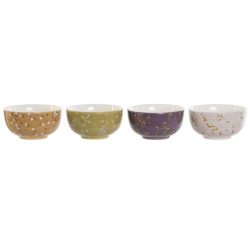 Skåle 600 ml - Grøn, Pink, Sennep, Syren - Dolomit, Shabby Chic (4 stk.)