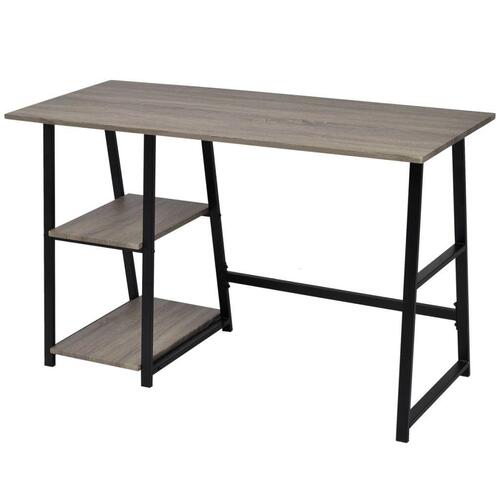 Skrivebord med 2 hylder grå og eg