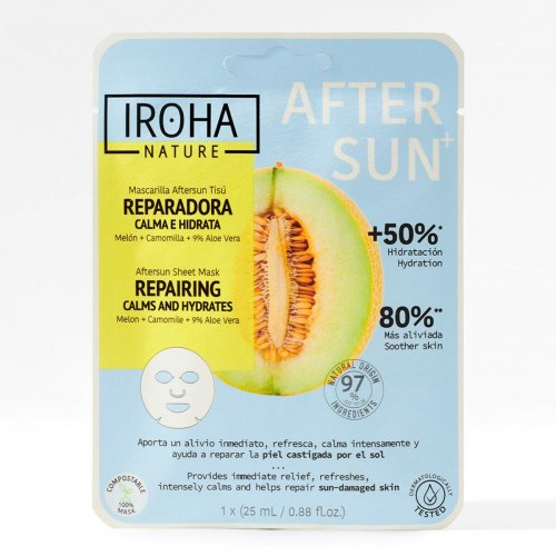 Ansigtsmaske Iroha After Sun Repairing - melon, beroliger og fugter (1 stk)
