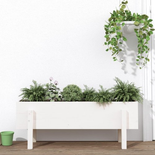 Højbed i massivt fyrretræ 101 x 30 x 38 cm - hvid