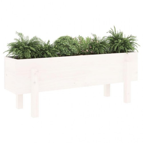 Højbed i massivt fyrretræ 101 x 30 x 38 cm - hvid