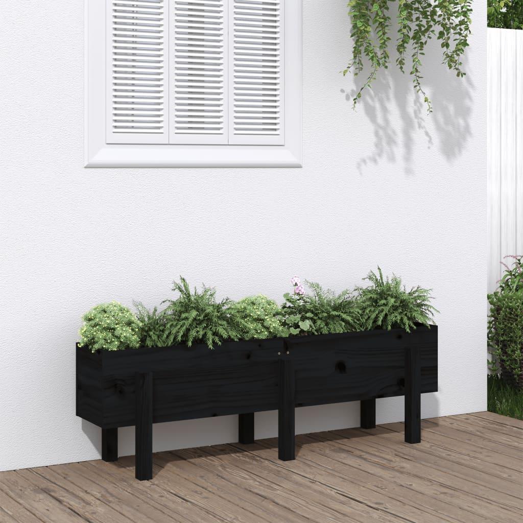 Højbed 121x30x38 cm massivt fyrretræ sort