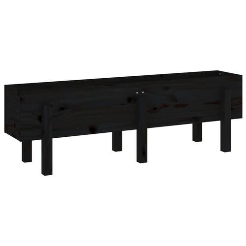 Højbed 121x30x38 cm massivt fyrretræ sort