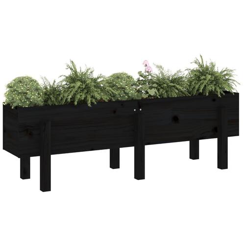 Højbed 121x30x38 cm massivt fyrretræ sort