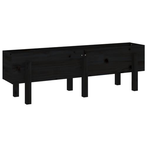 Højbed 121x30x38 cm massivt fyrretræ sort