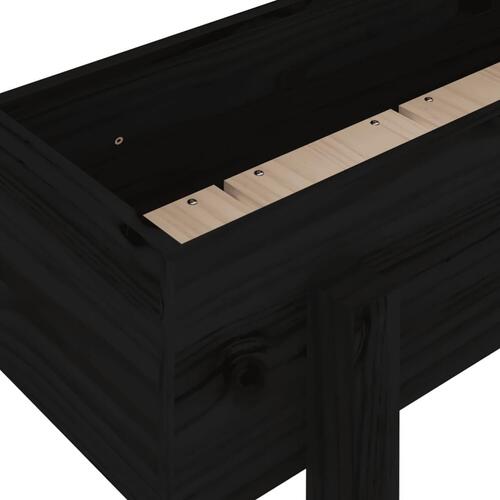 Højbed 121x30x38 cm massivt fyrretræ sort