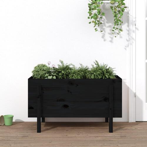Højbed 101x50x57 cm massivt fyrretræ sort