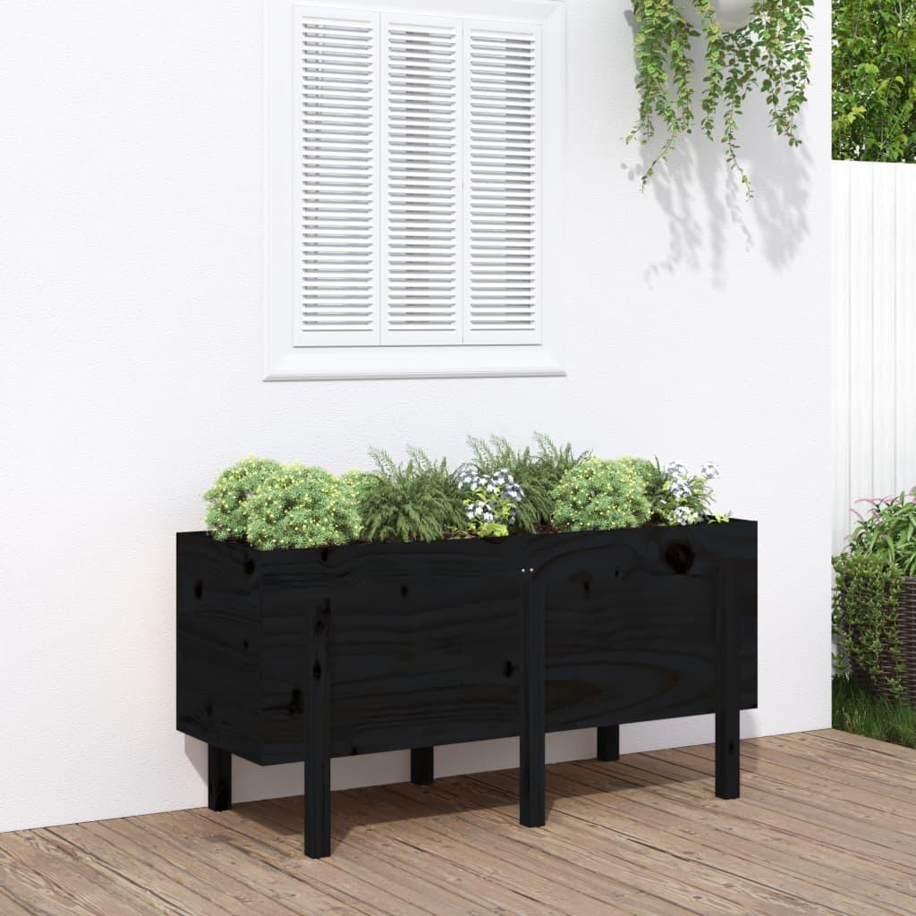 Højbed 121x50x57 cm massivt fyrretræ sort