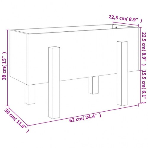 Plantekasse i massivt douglasgran - 62 x 30 x 38 cm