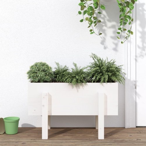 Plantekasse i massivt fyrretræ - hvid, 62×30×38 cm