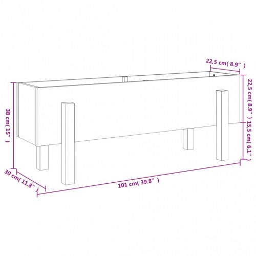 Højbed 101x30x38 cm massivt fyrretræ grå