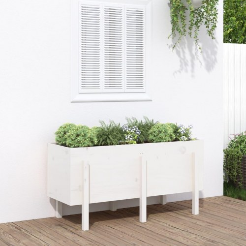 Højbed i massivt fyrretræ 121 x 50 x 57 cm - hvid