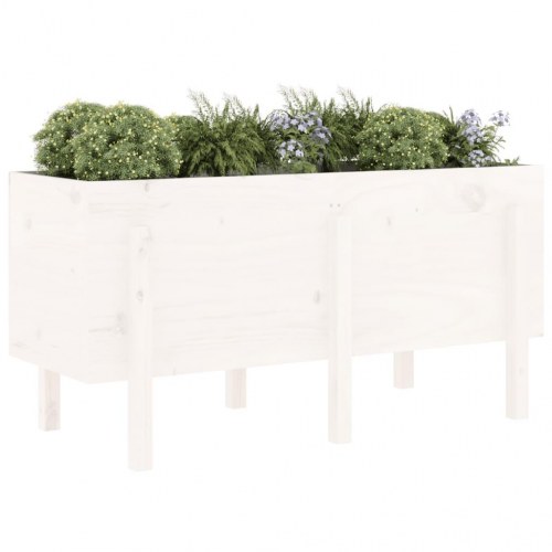 Højbed i massivt fyrretræ 121 x 50 x 57 cm - hvid