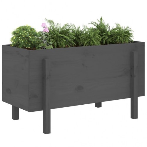 Højbed 101x50x57 cm massivt fyrretræ grå