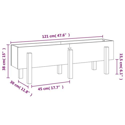 Højbed 121x30x38 cm massivt fyrretræ