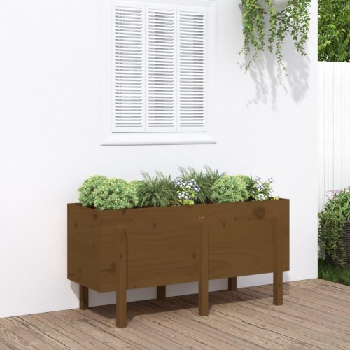 Højbed 121x50x57 cm massivt fyrretræ gyldenbrun