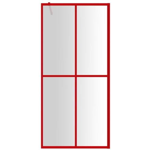 Brusevæg 90x195 cm klart sikkerhedsglas rød