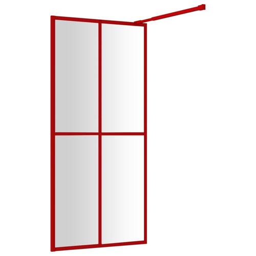 Brusevæg 90x195 cm klart sikkerhedsglas rød