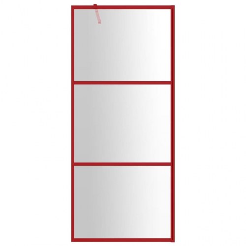 Brusevæg 90x195 cm klart sikkerhedsglas rød