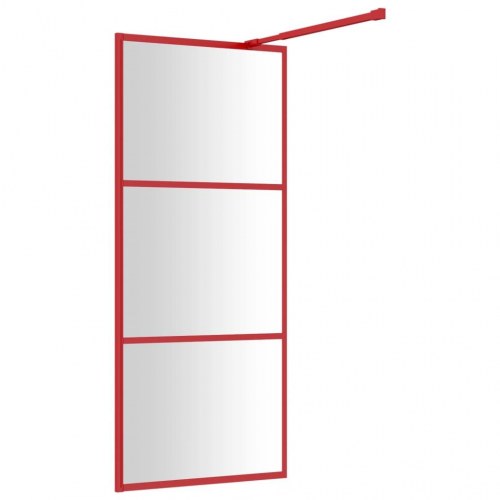 Brusevæg 90x195 cm klart sikkerhedsglas rød